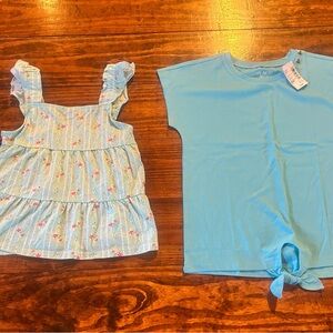 The Children's Place Light Blue Tank Top and Floral Dress Set